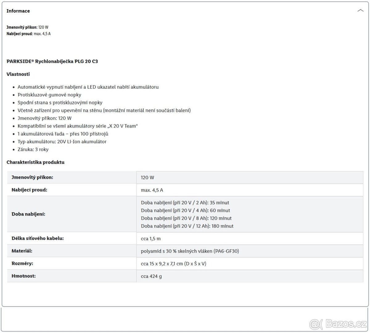 Sada akumulátor a nabíječka Parkside Performance - 3