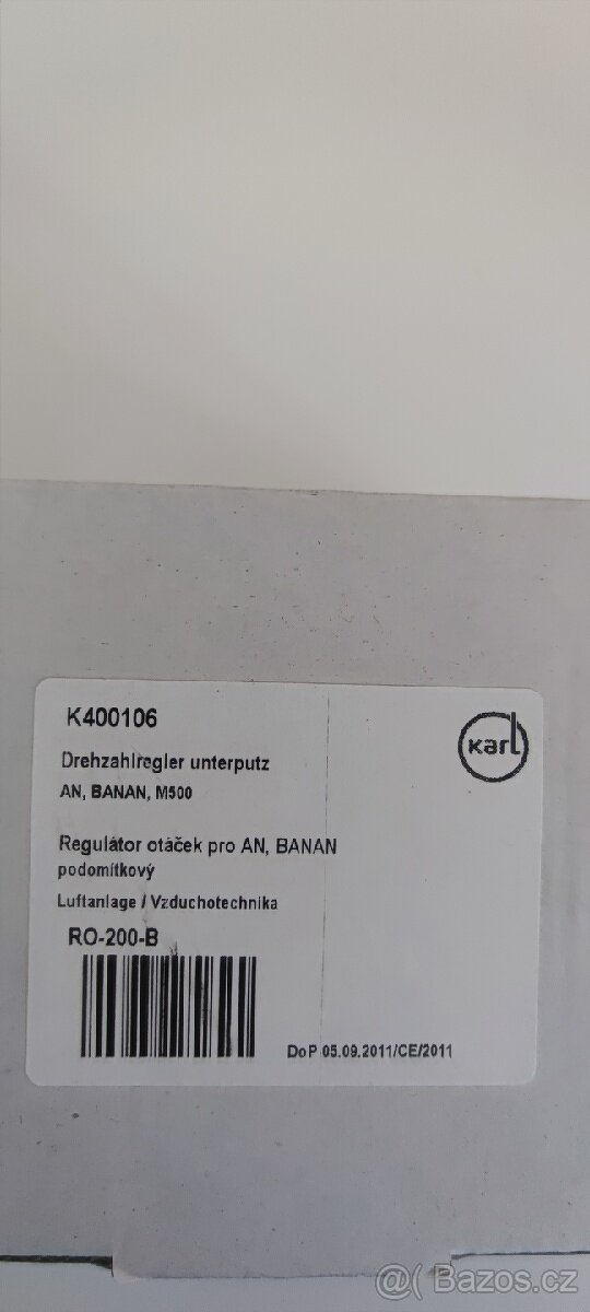 NOVÝ Regulátor otáček teplovzdušného ventilátoru KARL - 3