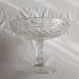 Skleněná etažérka / mísa na noze – broušený vzor - 3