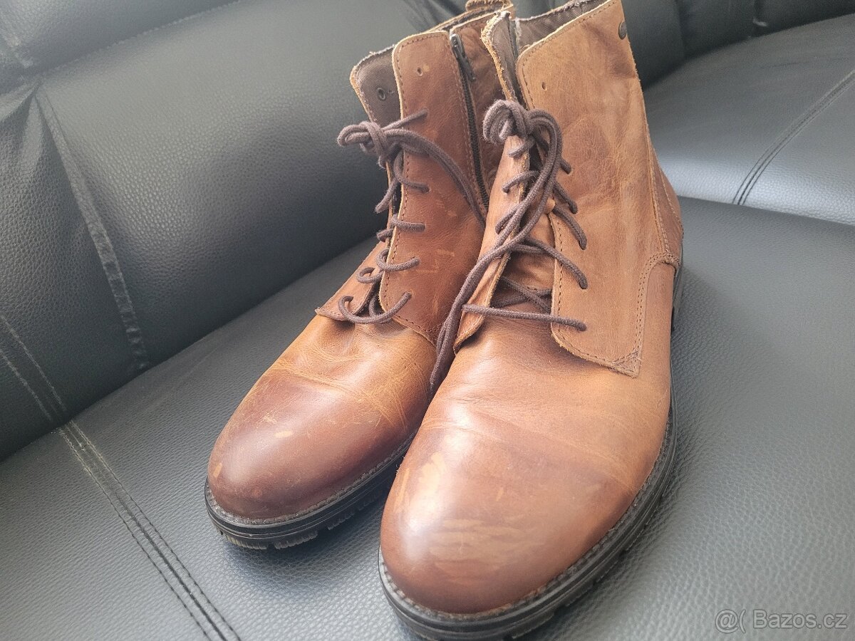 Jack & Jones Kožené pánské kozačky podzim /zima - 3