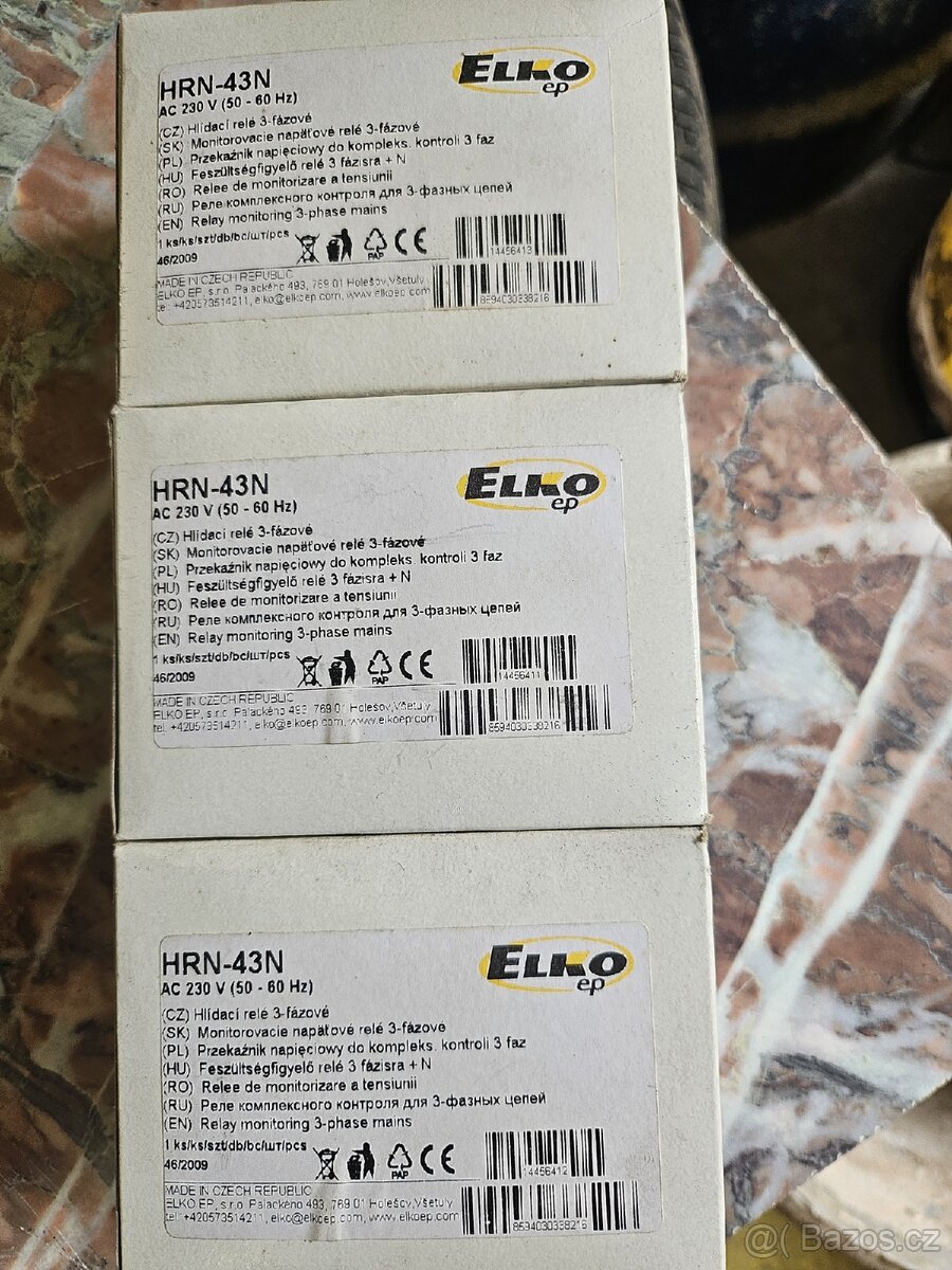 Prodám 3ks nové napěťové relé ELKO HRN-45N - 3