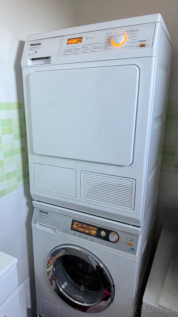 Prodám pračku a sušičku Miele W3985/T8967WP-věž - 3
