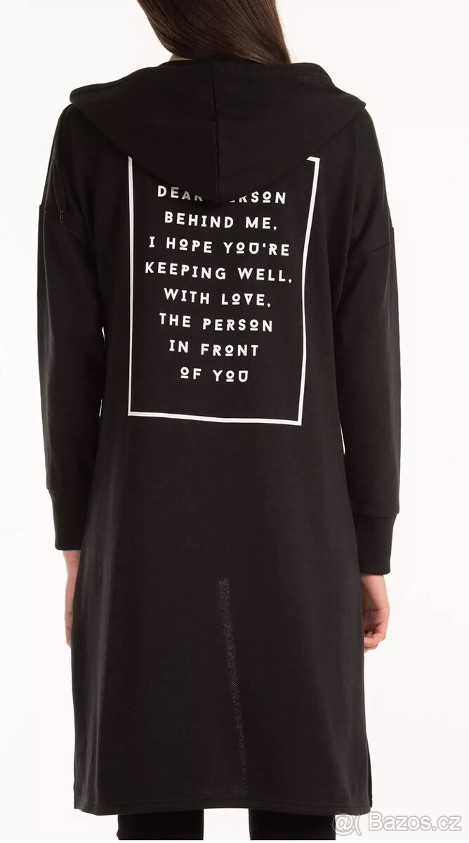 Nová dlouhá černá mikina s kapucí - 3