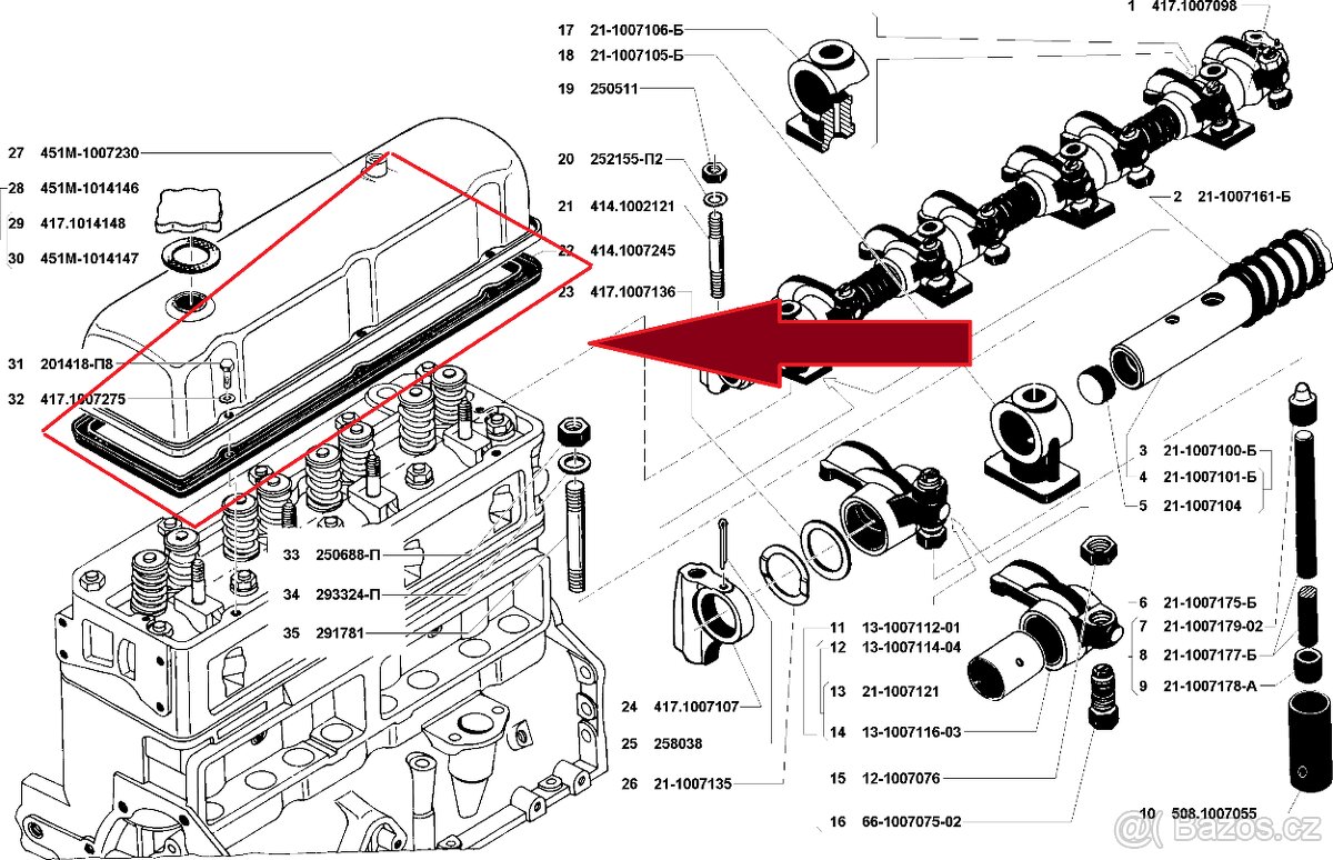 Těsnění pod víko ventilů UAZ, VOLHA,GAZ - 3