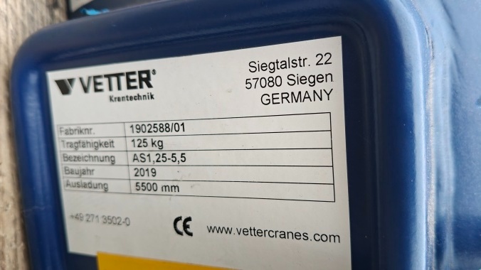 sloupový otočný jeŕáb Vetter 125 kg - 5,5 m r. 2019 - 3