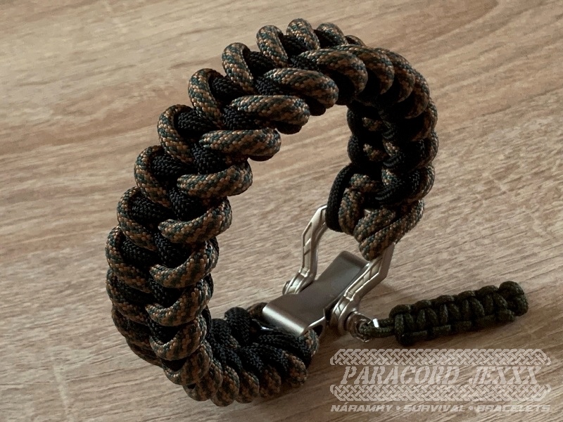 Paracord náramek (20 cm) gold - blue - black - 3