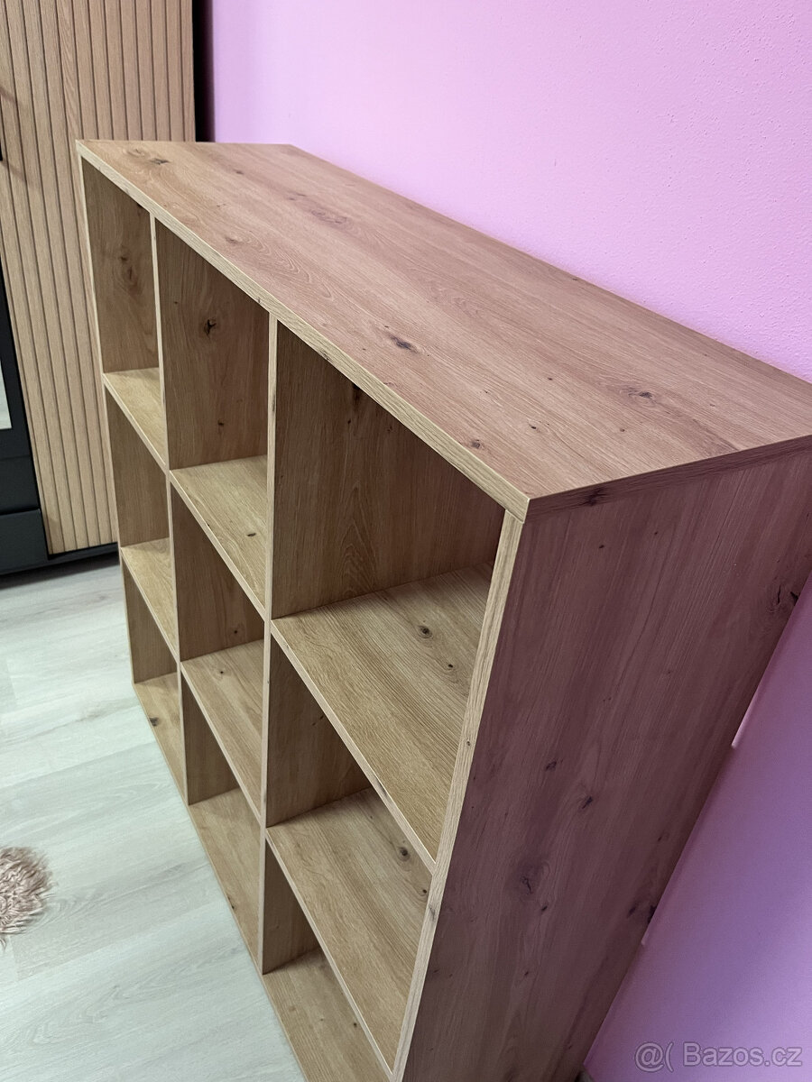 Nový policový regál s 9 přihrádkami (dub artisan) - 3