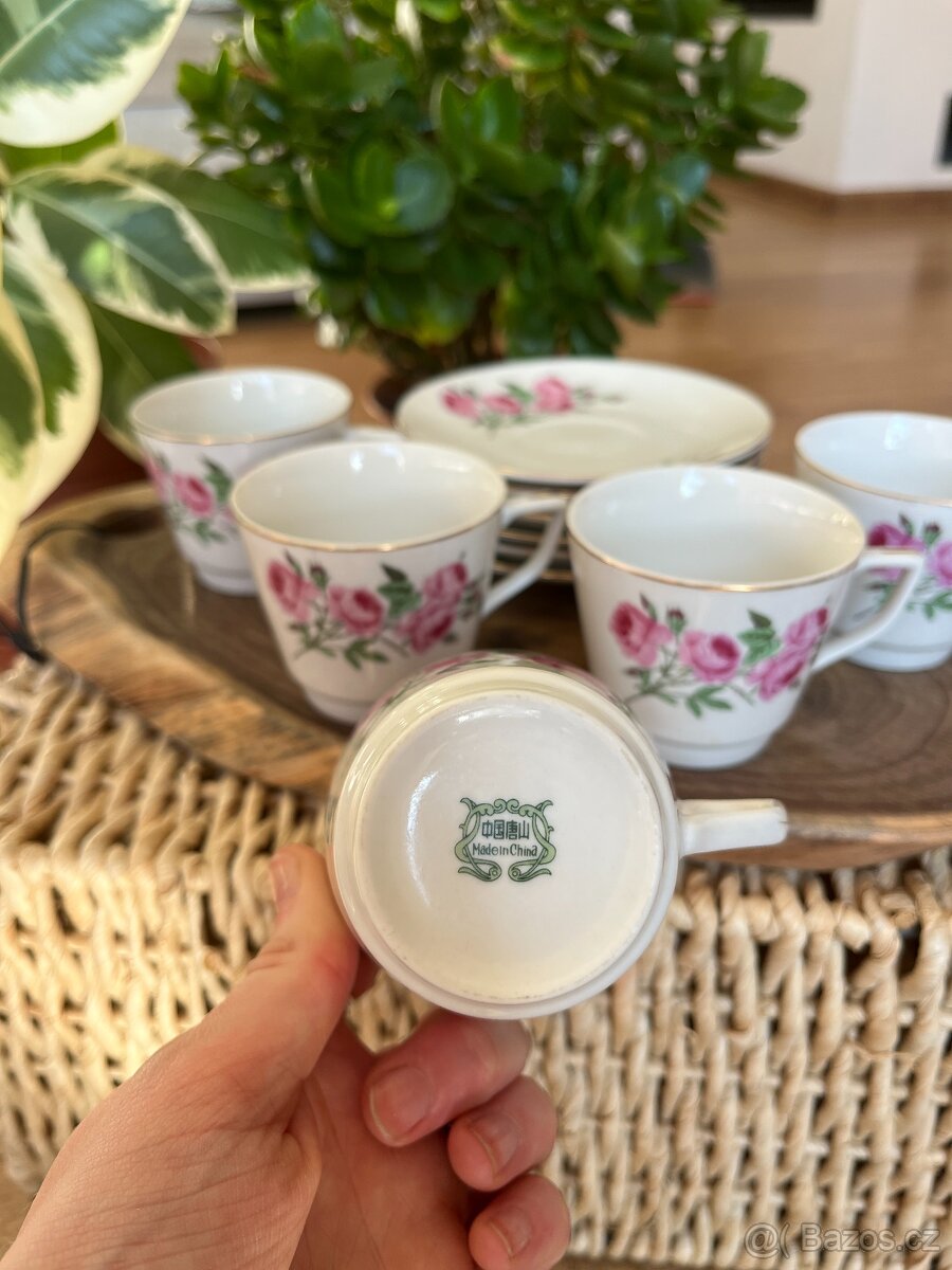 Čínská Porcelánová sada šálku s podšálky 5 ks - 3