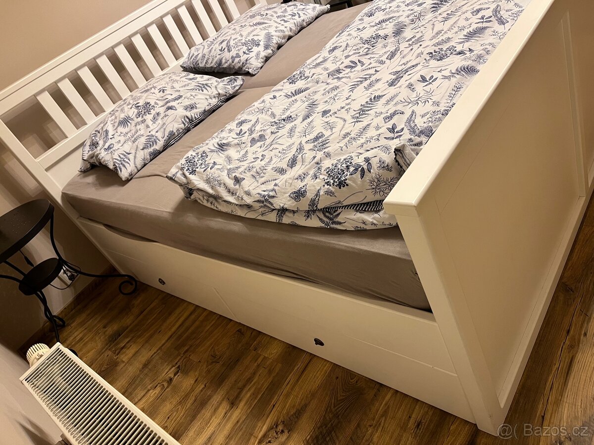 Postel 180/200 masiv bílá s šuplíky - 3