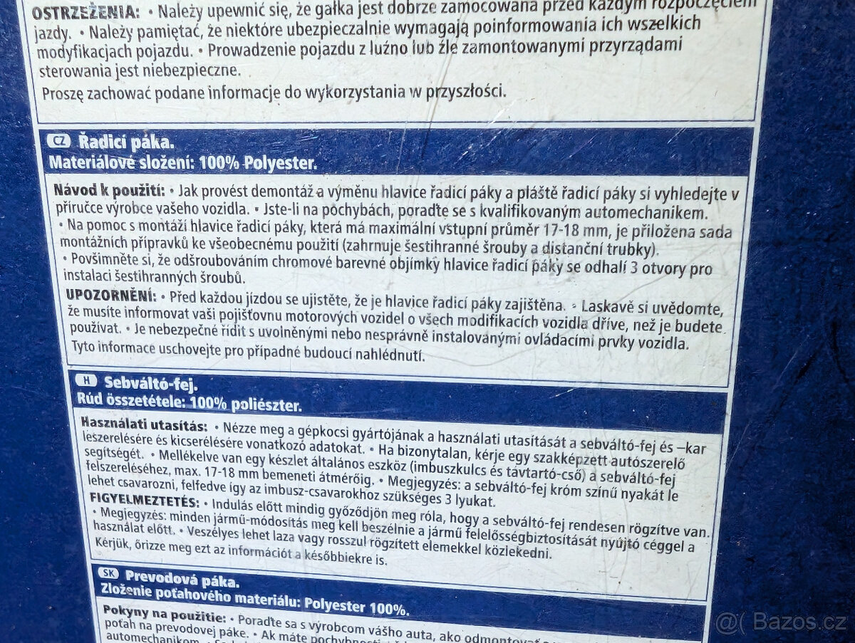 Kryt řadicí páky - 3