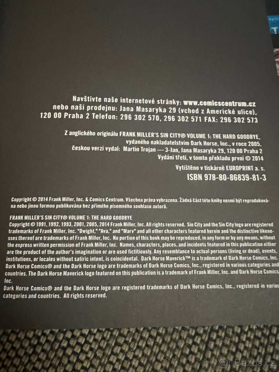 Prodám komiksové knihy Sin City 1, 2, 3, 5, 6, 7 - 3
