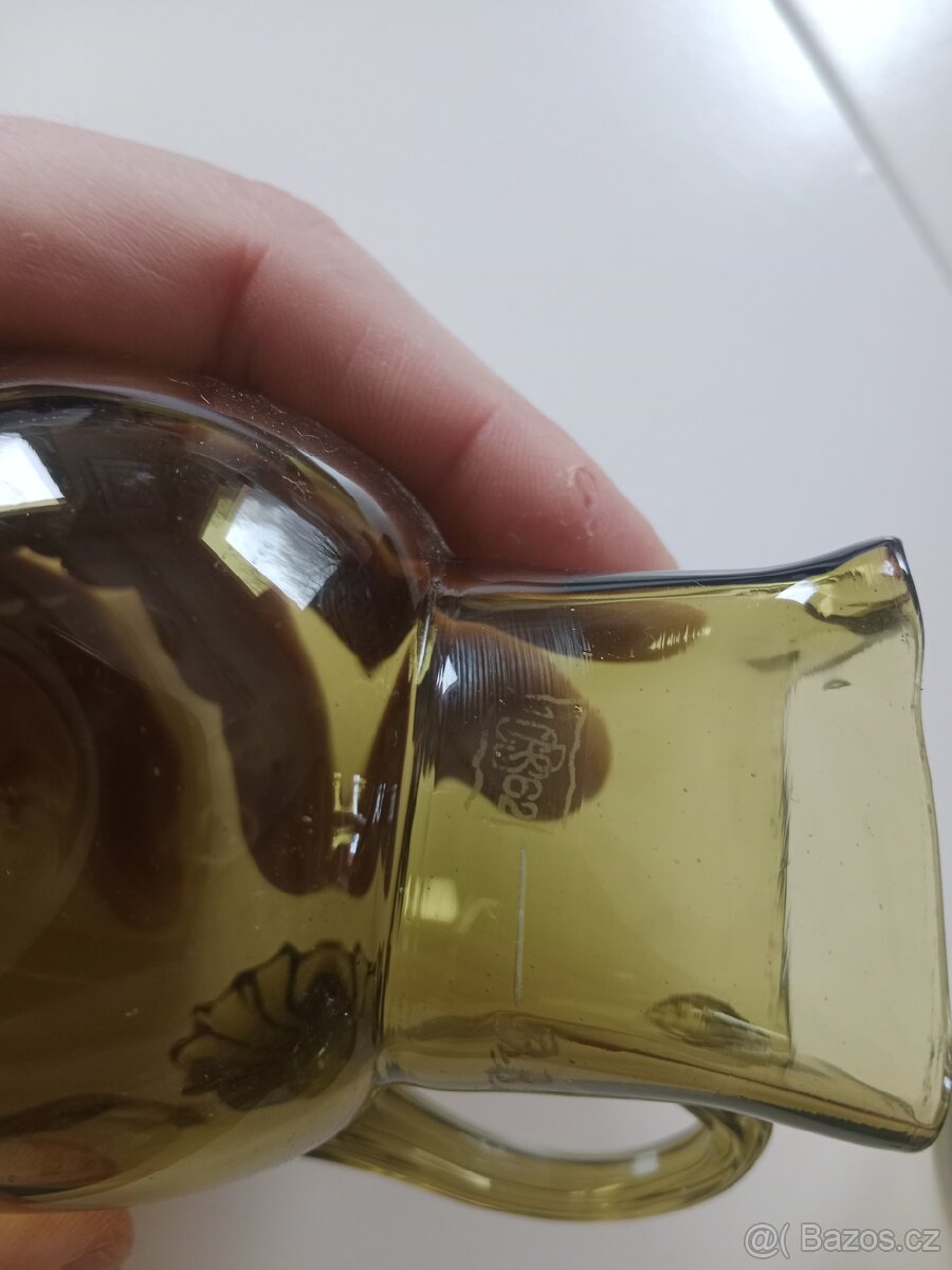 Sada 4× zelený foukaný džbánek – Bohemia Glass ČSSR - 3