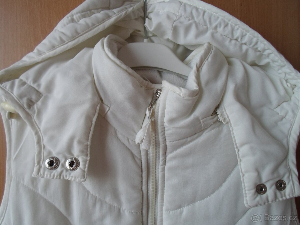 Bílá krémová zateplená vesta vestička - M - 3