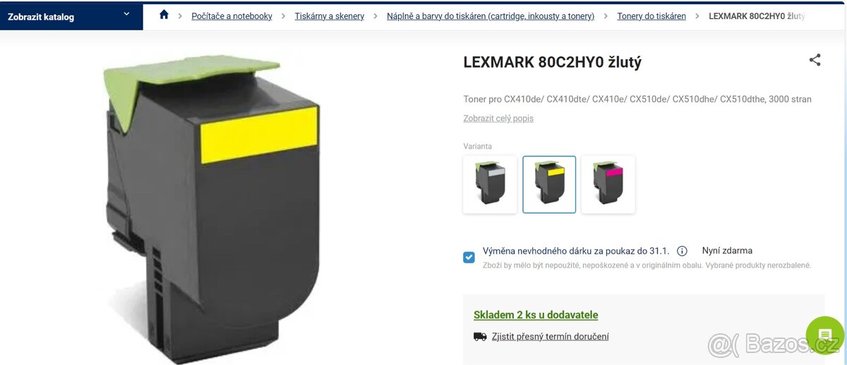 Lexmark 80C2HY0 Žlutý Toner - 3