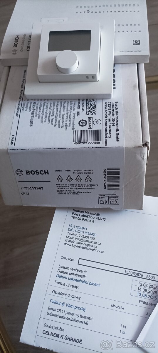 Prodám prostorový regulátor Bosch CR11 - 3