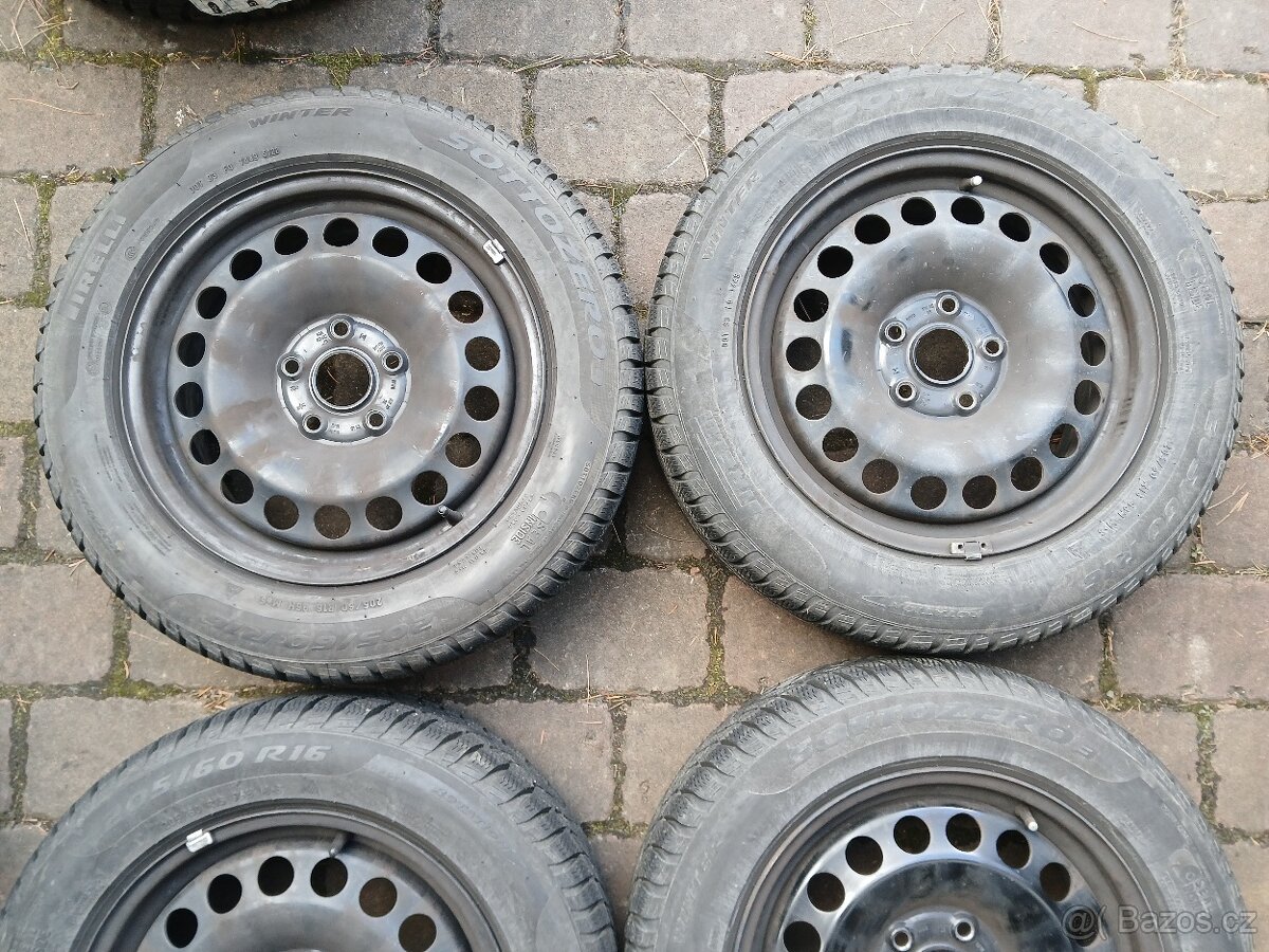 Plechová kola,sada,5x112,ET48,PIRELLI,205/60 R16,2x8,5/2x7mm - 3