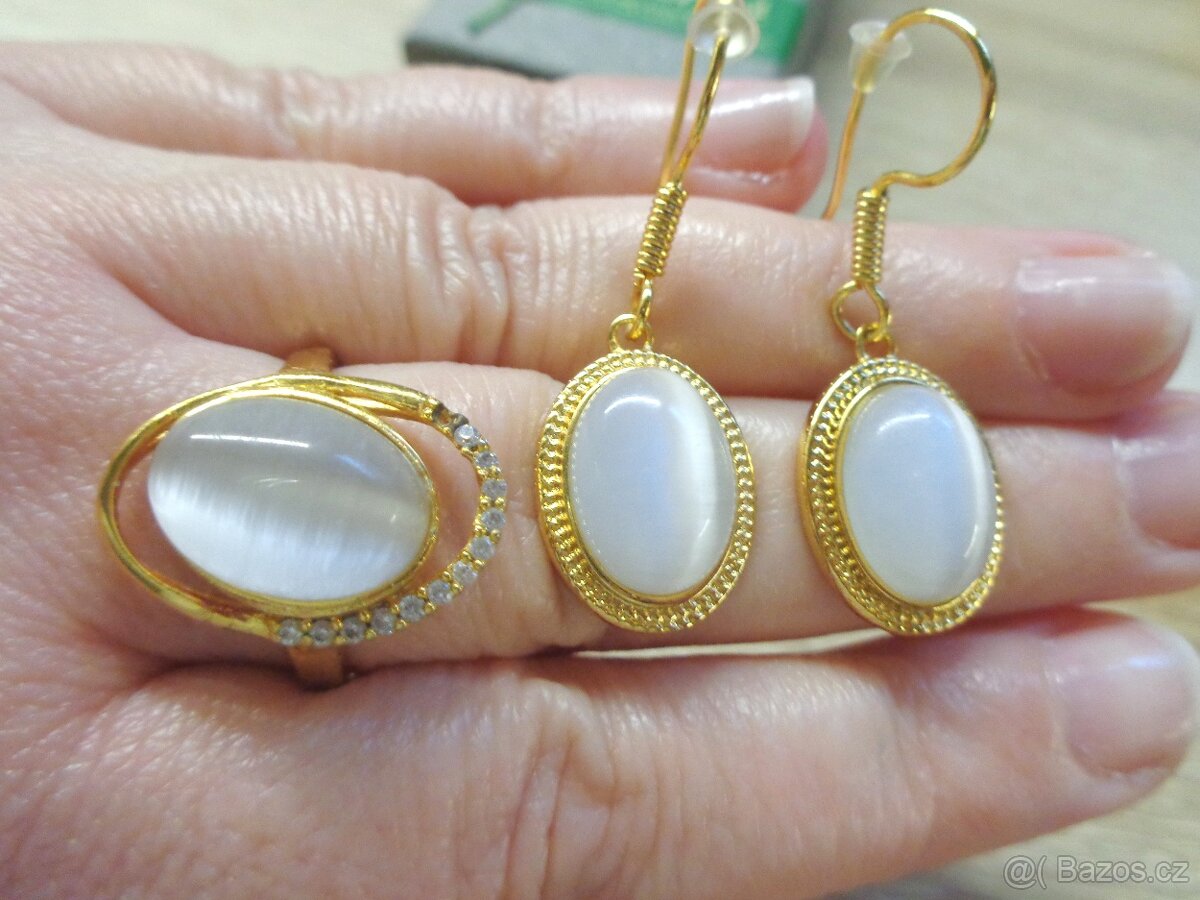 Pozlacený set s kočičím okem - 3