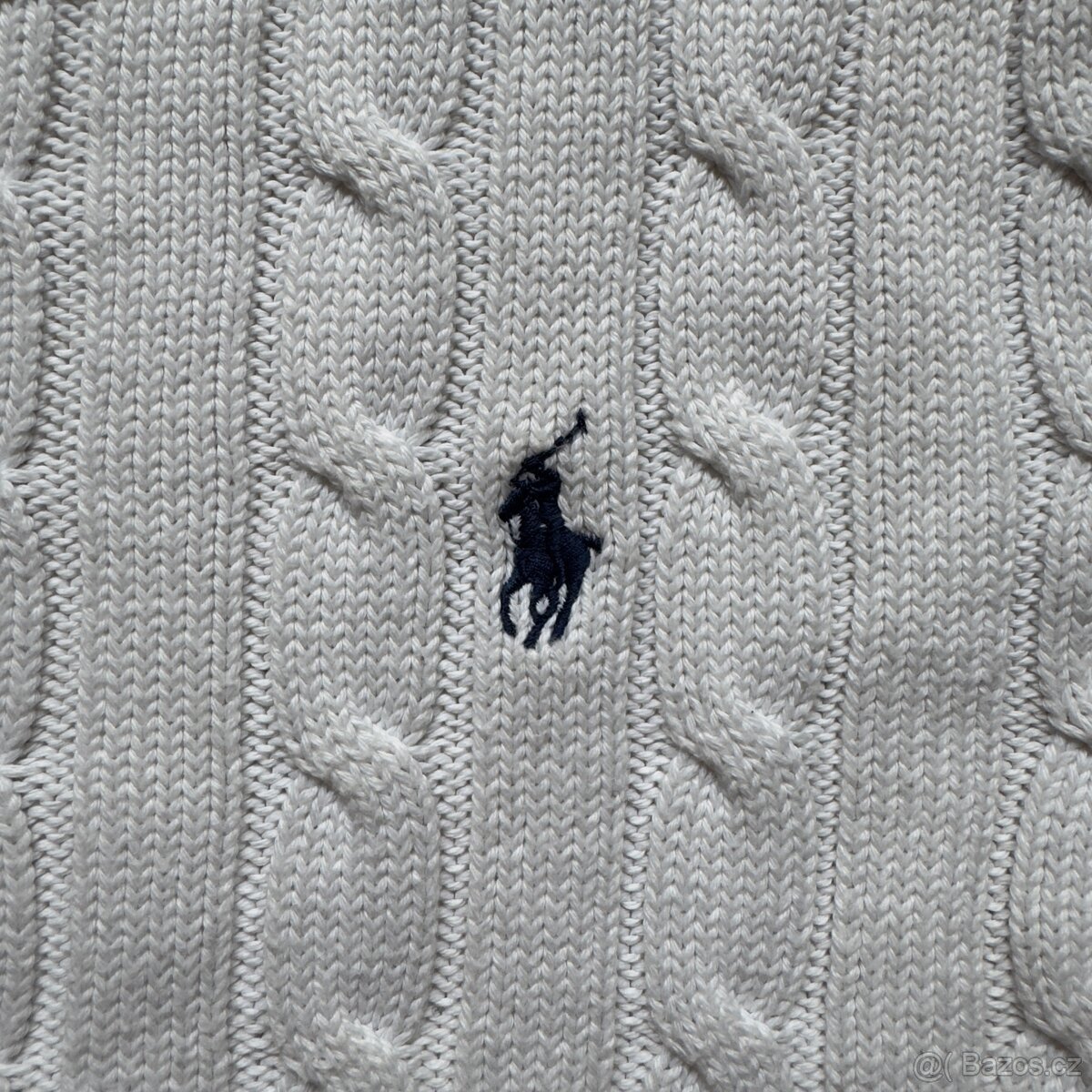 Ralph Lauren Polo bílý copánkový svetr | vel. XS - 3