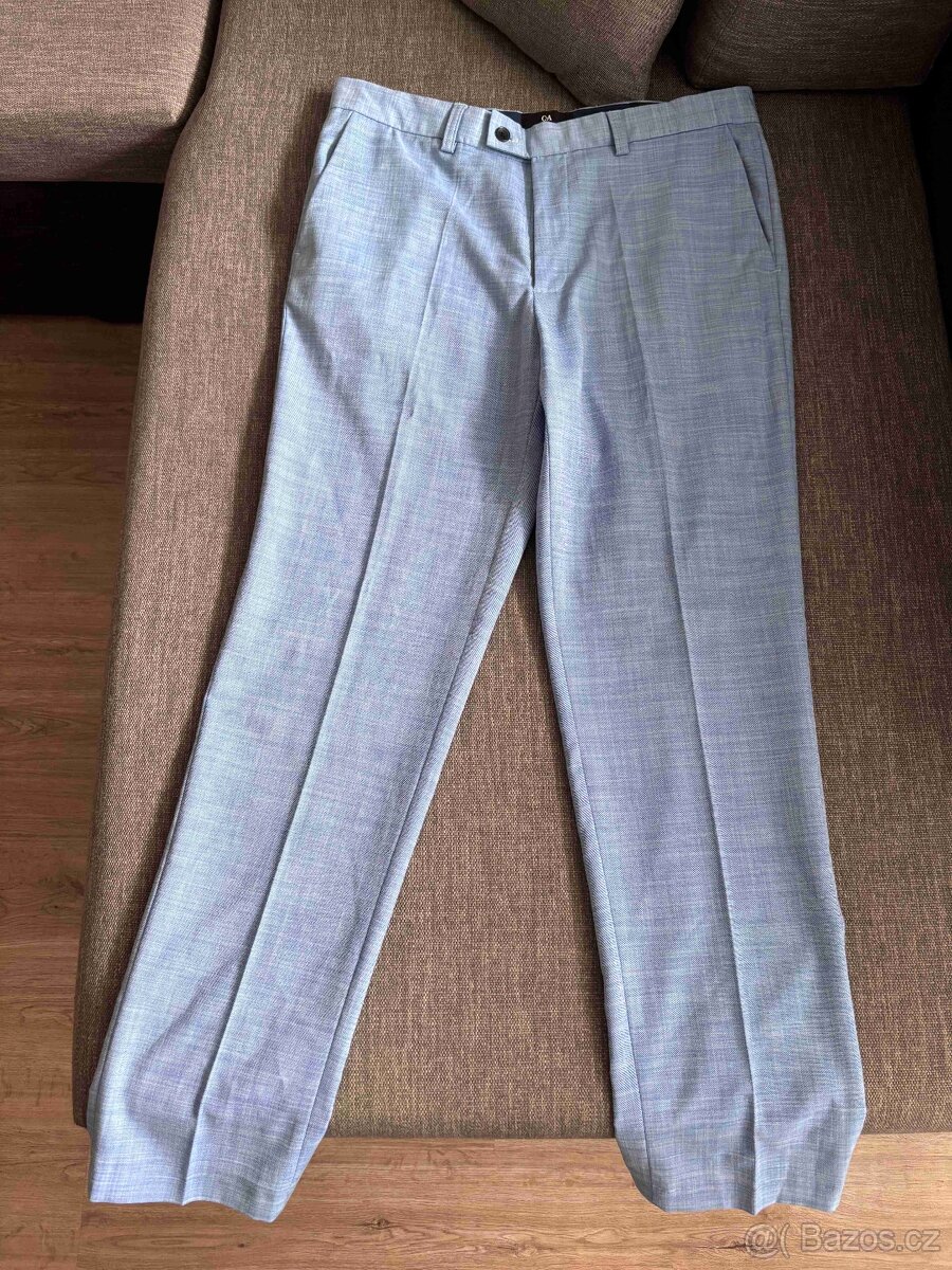 Pánské kalhoty společenské světle modré - 3