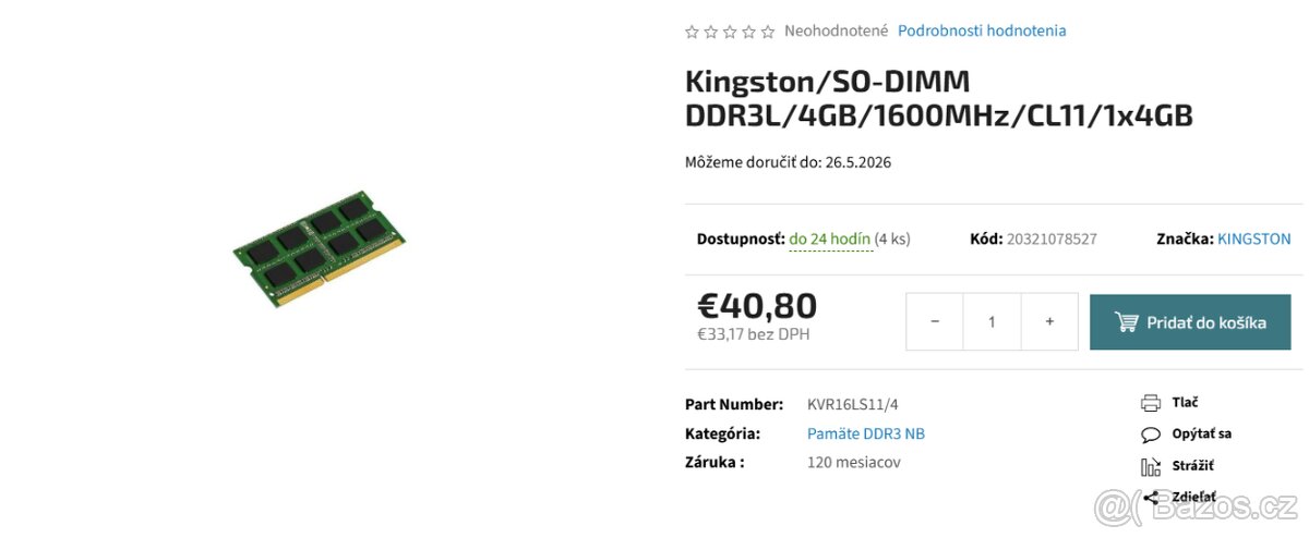 Paměť RAM DDR3 8GB So-dimm (4+4GB) (sleva 65%) - 3