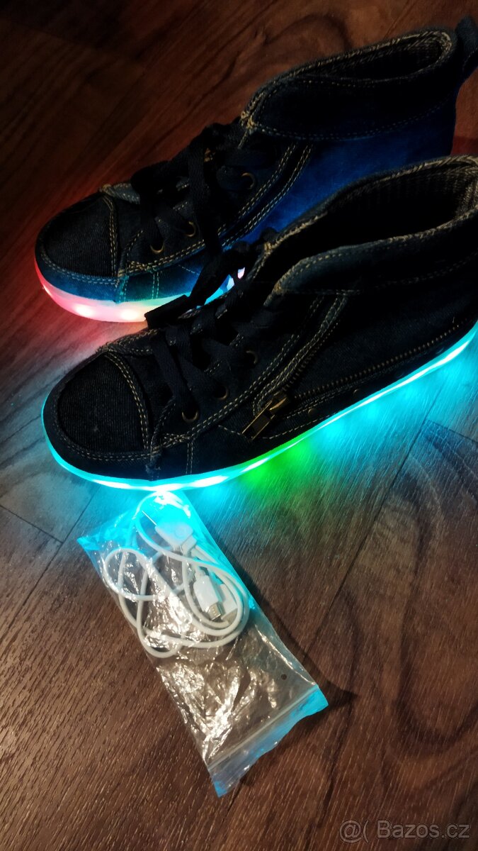 DŽÍNOVÉ SVÍTÍCÍ LED BOTY vel.36 - 3