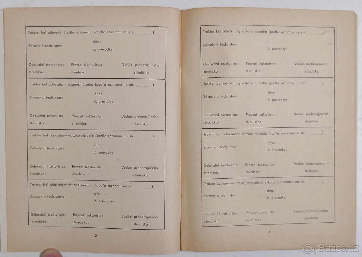 Traktorový denník nevyplnený 3x - 3