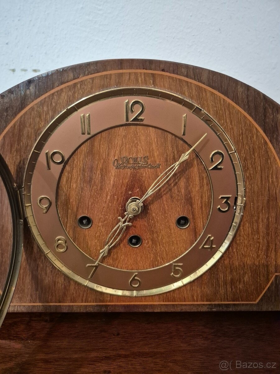 Velké starožitné krbové hodiny art deco - funkční - 3