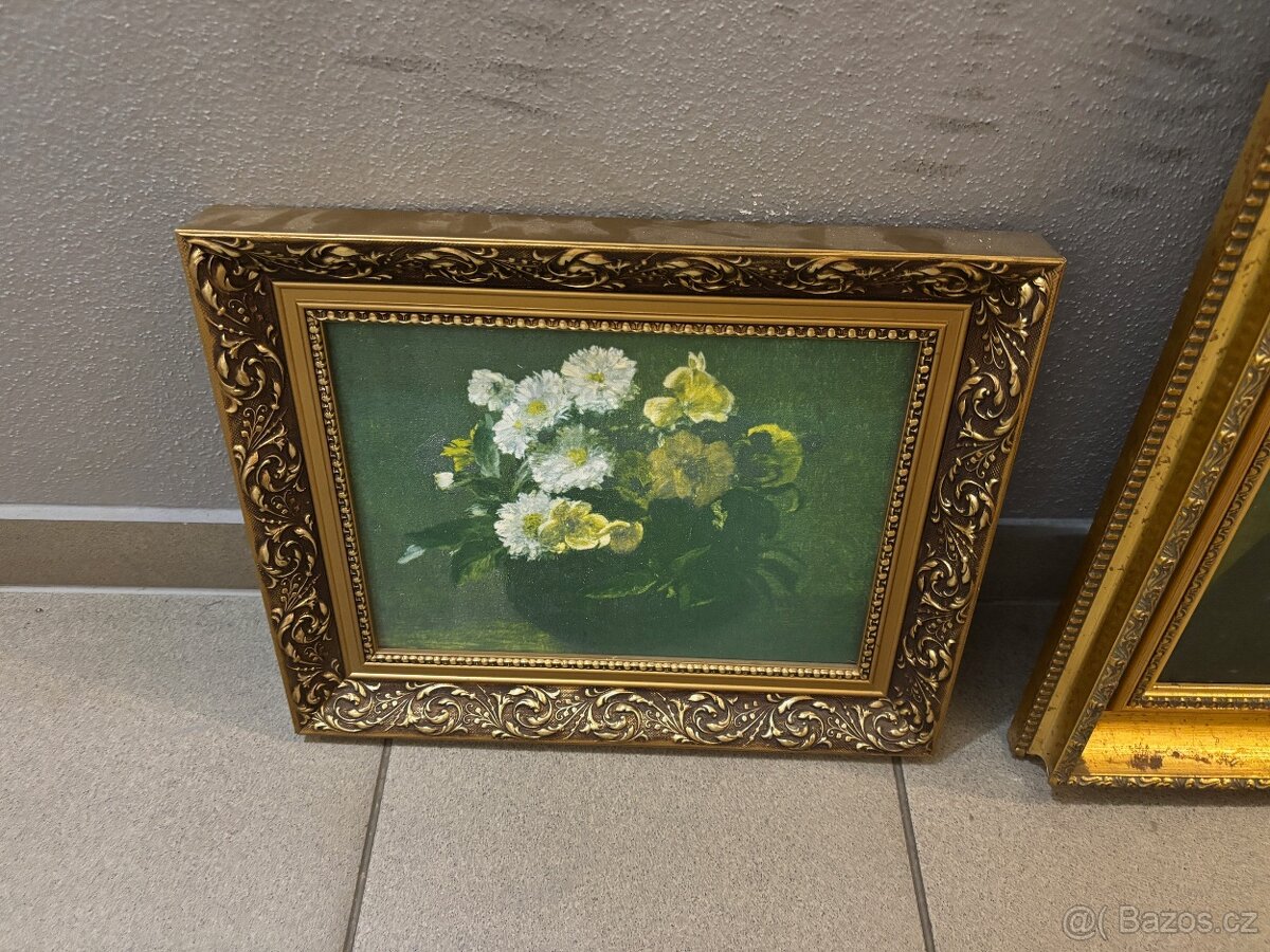 Dva rámy obrazů s fotokopii / hezký stav rámů / cena za 2kus - 3