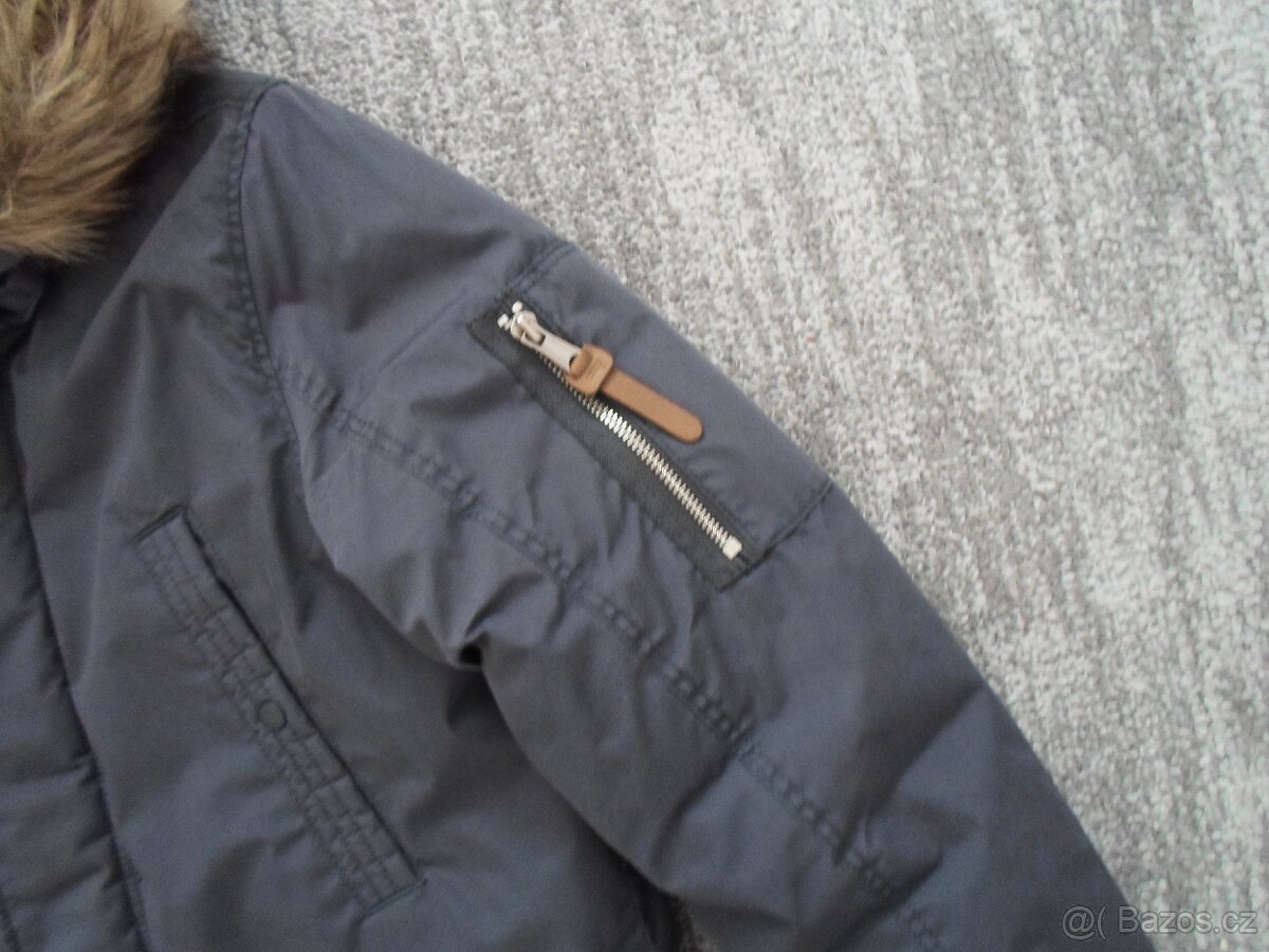 Modrá bunda bundička s kožíškem - 152 - 3