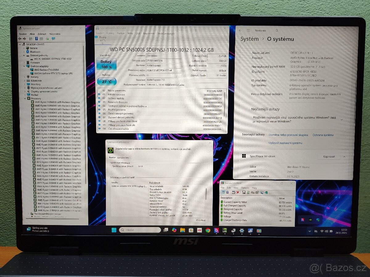 Obří 18" Msi,RTX-5070 Mux,R-9,QHD+,M.2 1TB - 3
