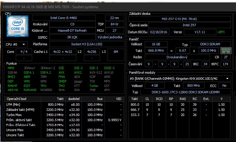 P: Procesor Intel i5-4460 - 3