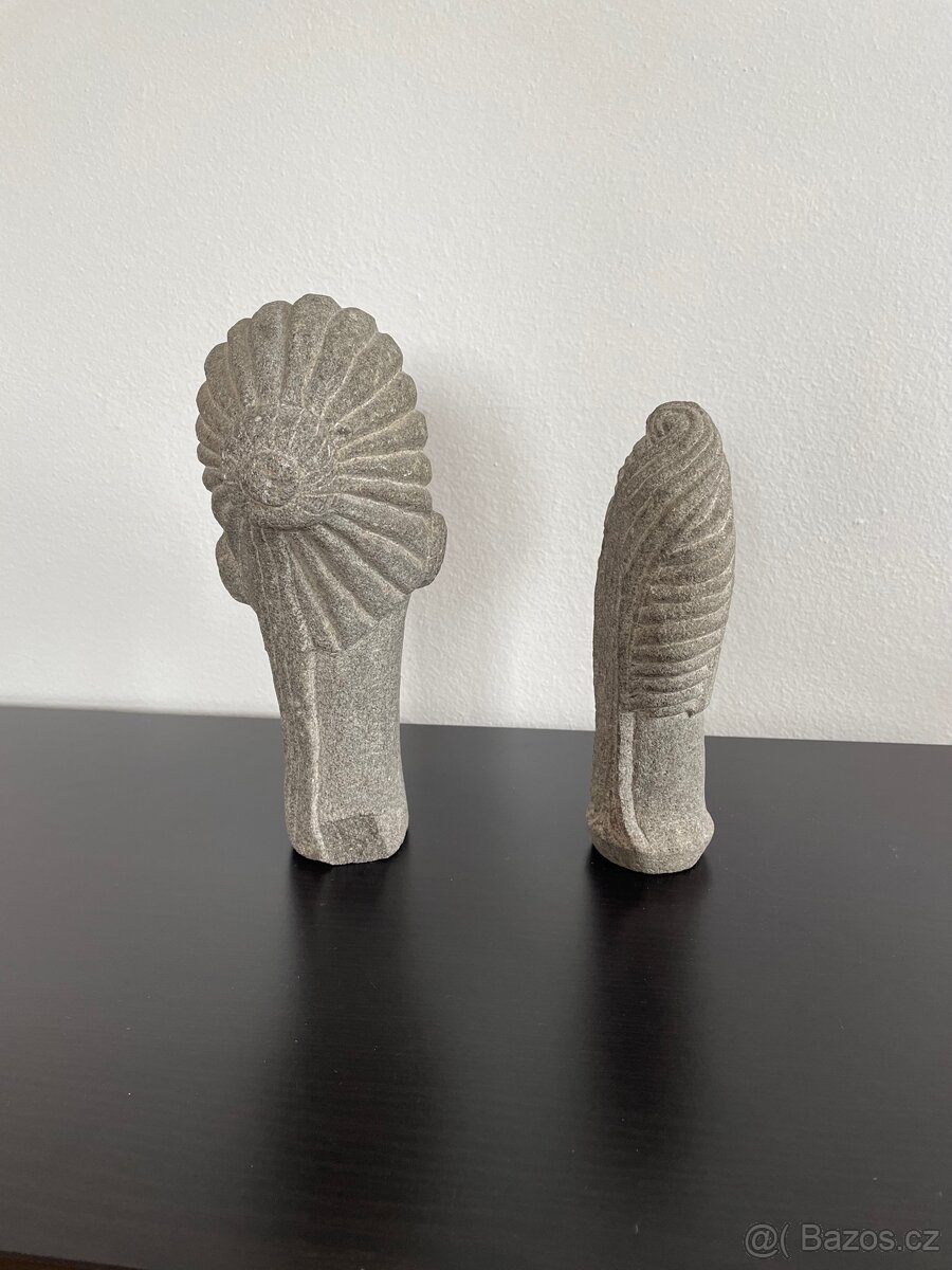 Kamenné busty v africkém stylu – sada 2 ks - 3