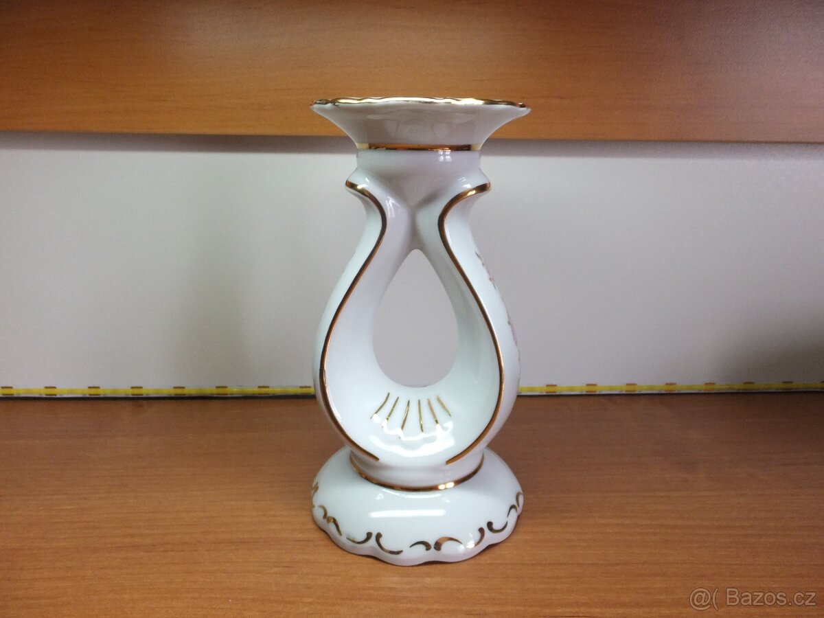 Luxusní porcelánový krásný svícen MZ Stará Role. - 3