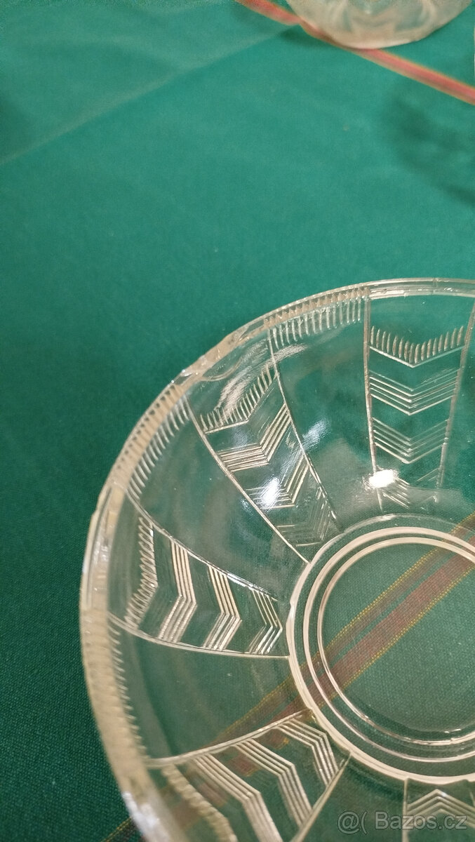 4 staré kompotové misky z lisovaného skla - 3
