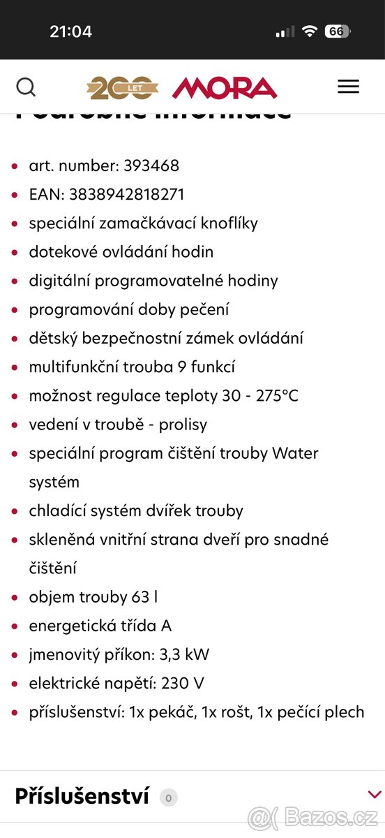 Vestavná trouba Mora VT 523 MW - 3