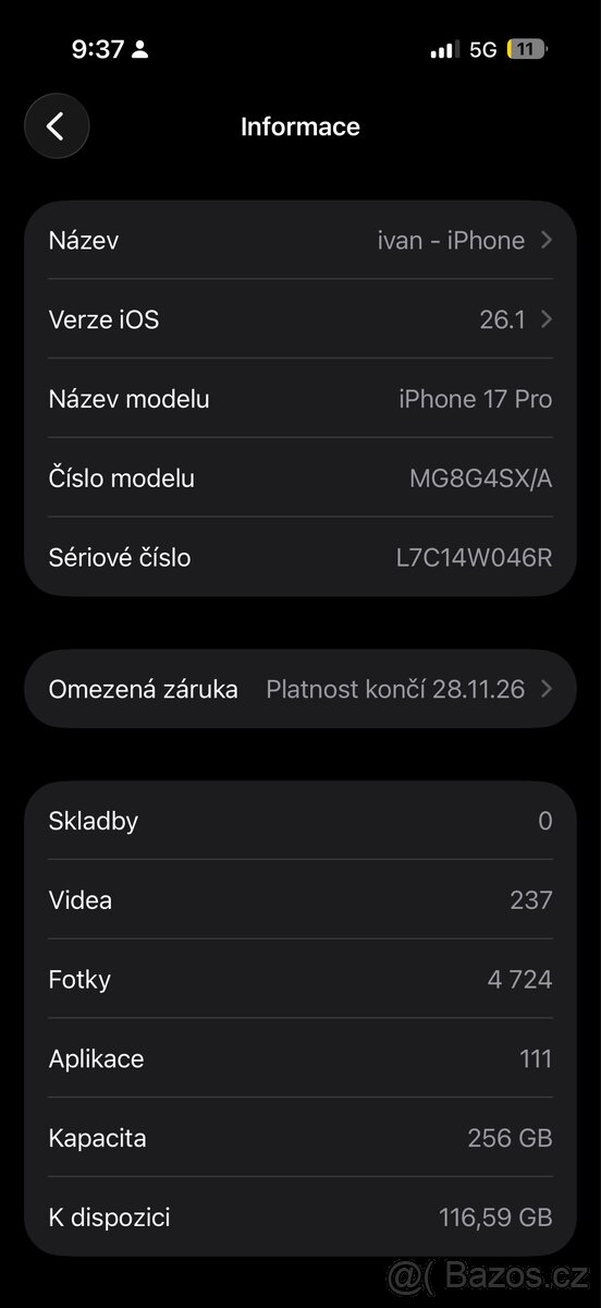 Prodej/výměna IPhone 17 Pro 256GB stříbrný - 3