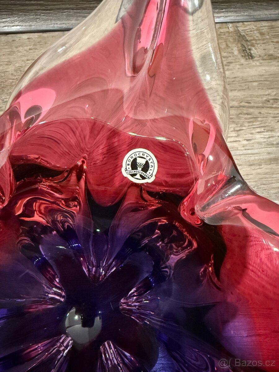 Stará skleněná mísa z hutního skla. J. Hospodka - 3