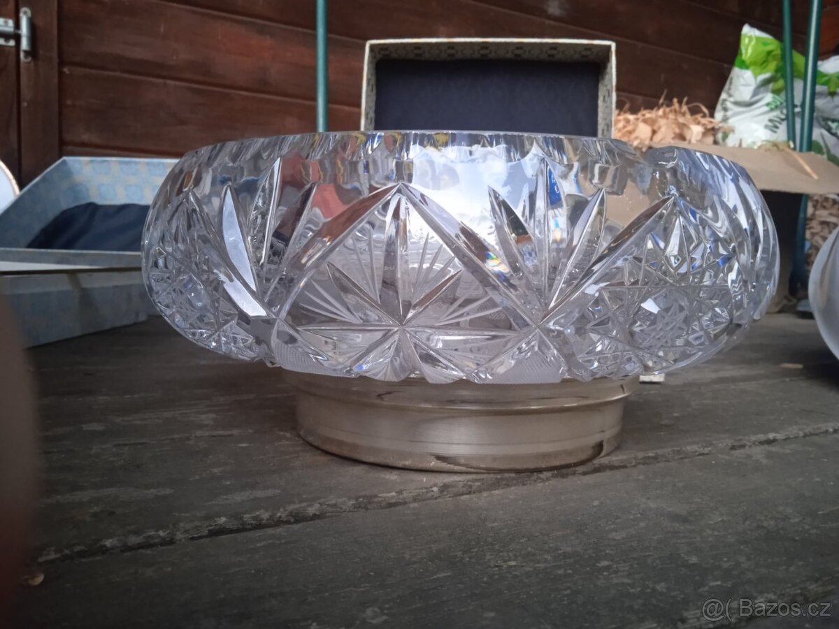 Luxusní, broušené, Bohemia Crystal mísy s podstavcem - 3