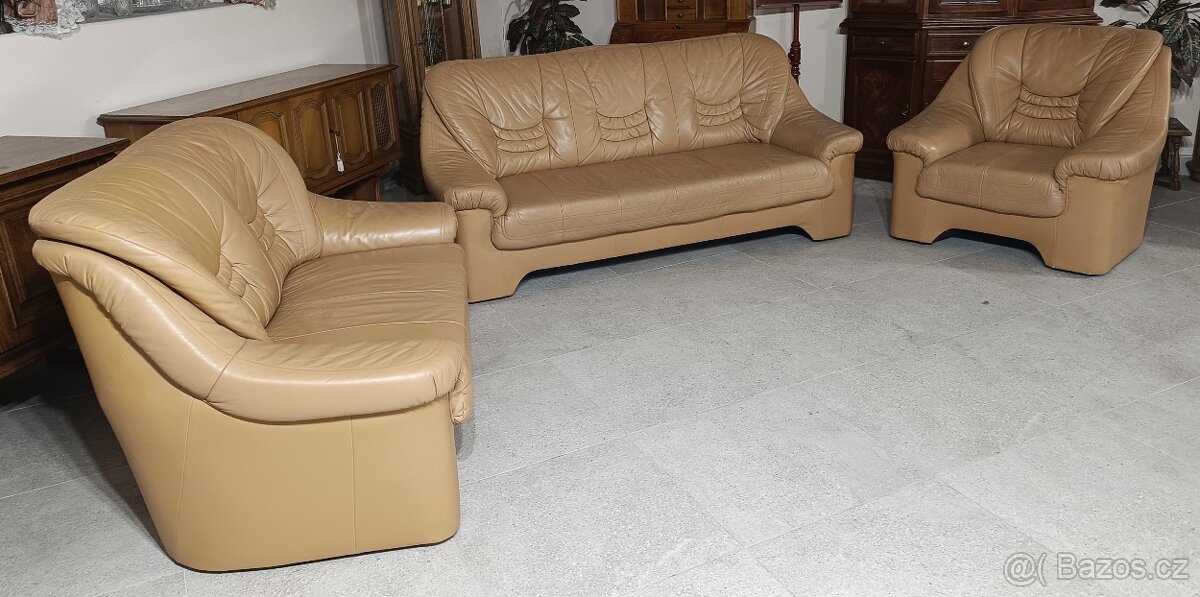 Kožená, moderní sedací souprava 3+2+1. - 3