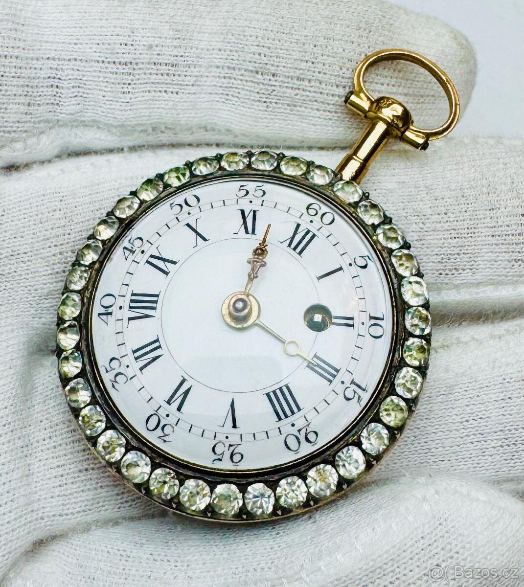 NÁDHERNÉ 18K CELO ZLATÉ PÁNSKÉ ŠPINDLOVKY SE SMALTEM V TOP S - 3