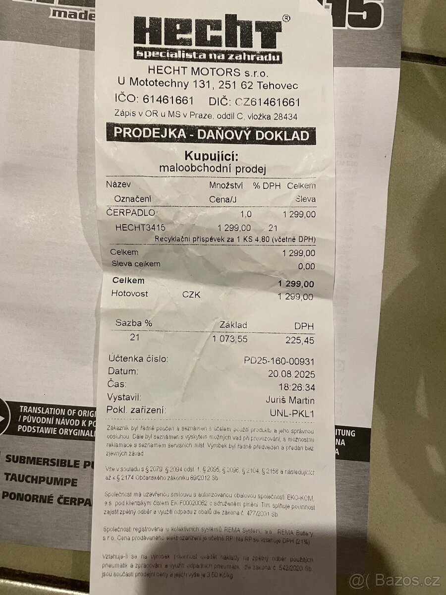 Hecht vodní Čerpadlo - 3