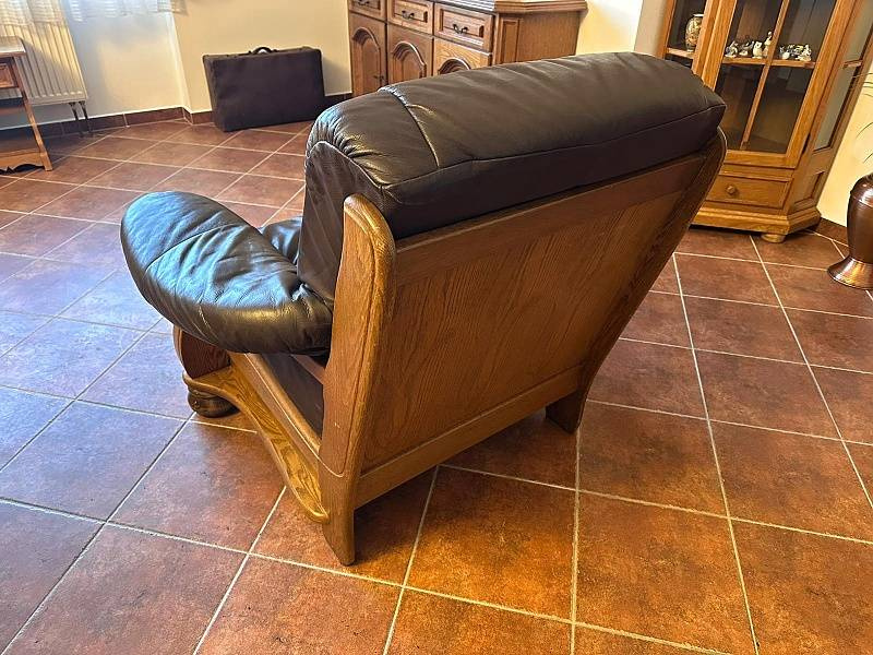 376 Kožené rustikální křeslo masiv - 3