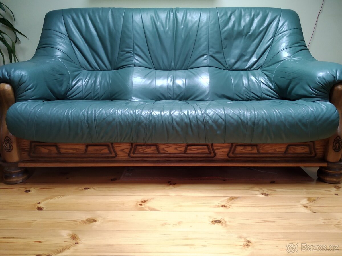 Dubová kožená souprava 3+2+1. - 3