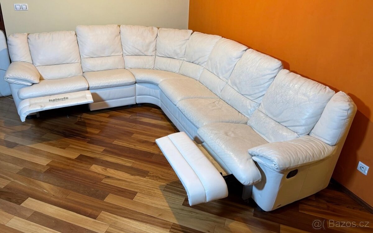 Rohová kožená sedací souprava - 3