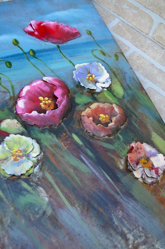 3D kovový obraz MÁKY 80x40 - 3