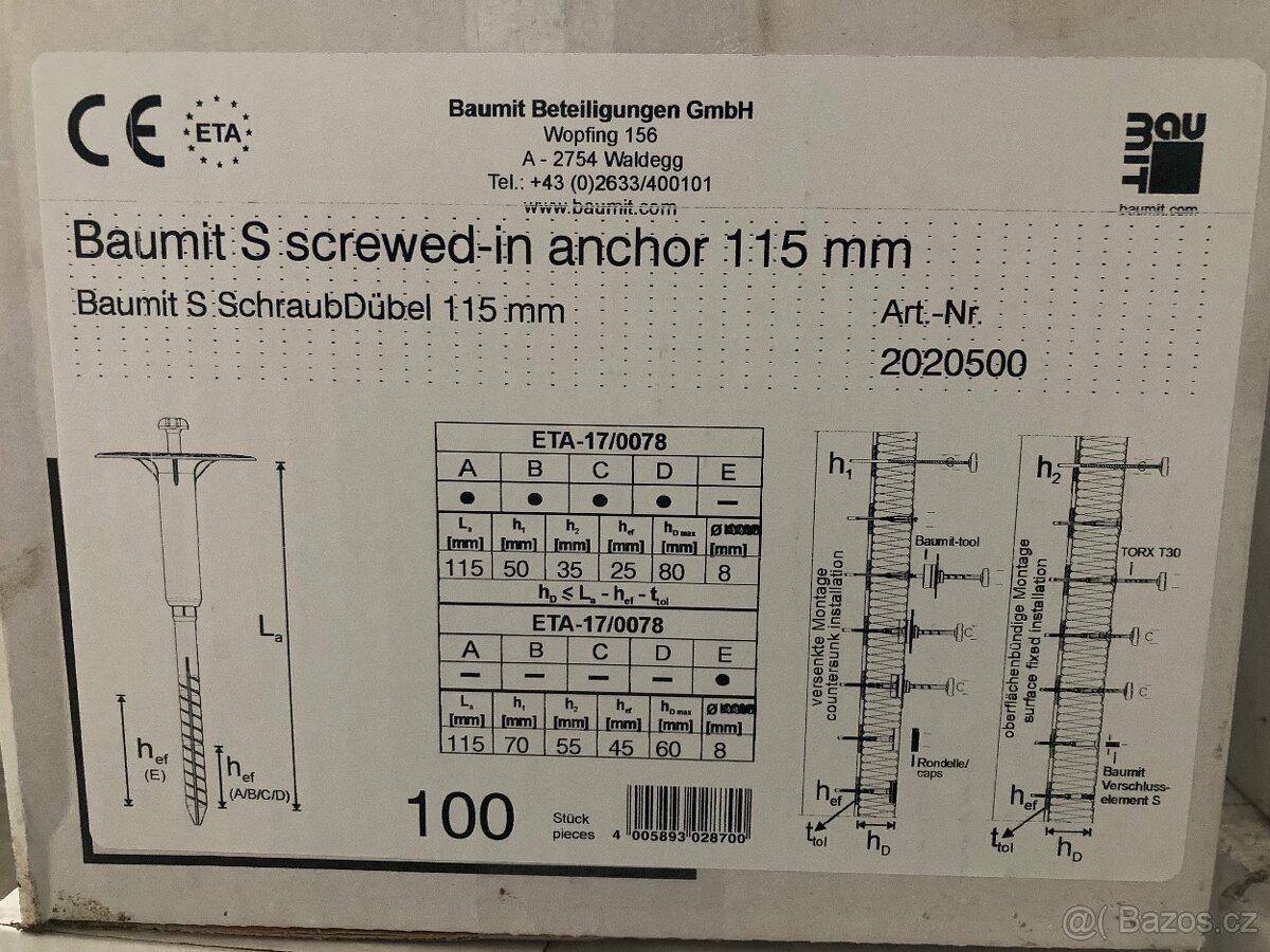 Hmoždinky Baumit S - 3