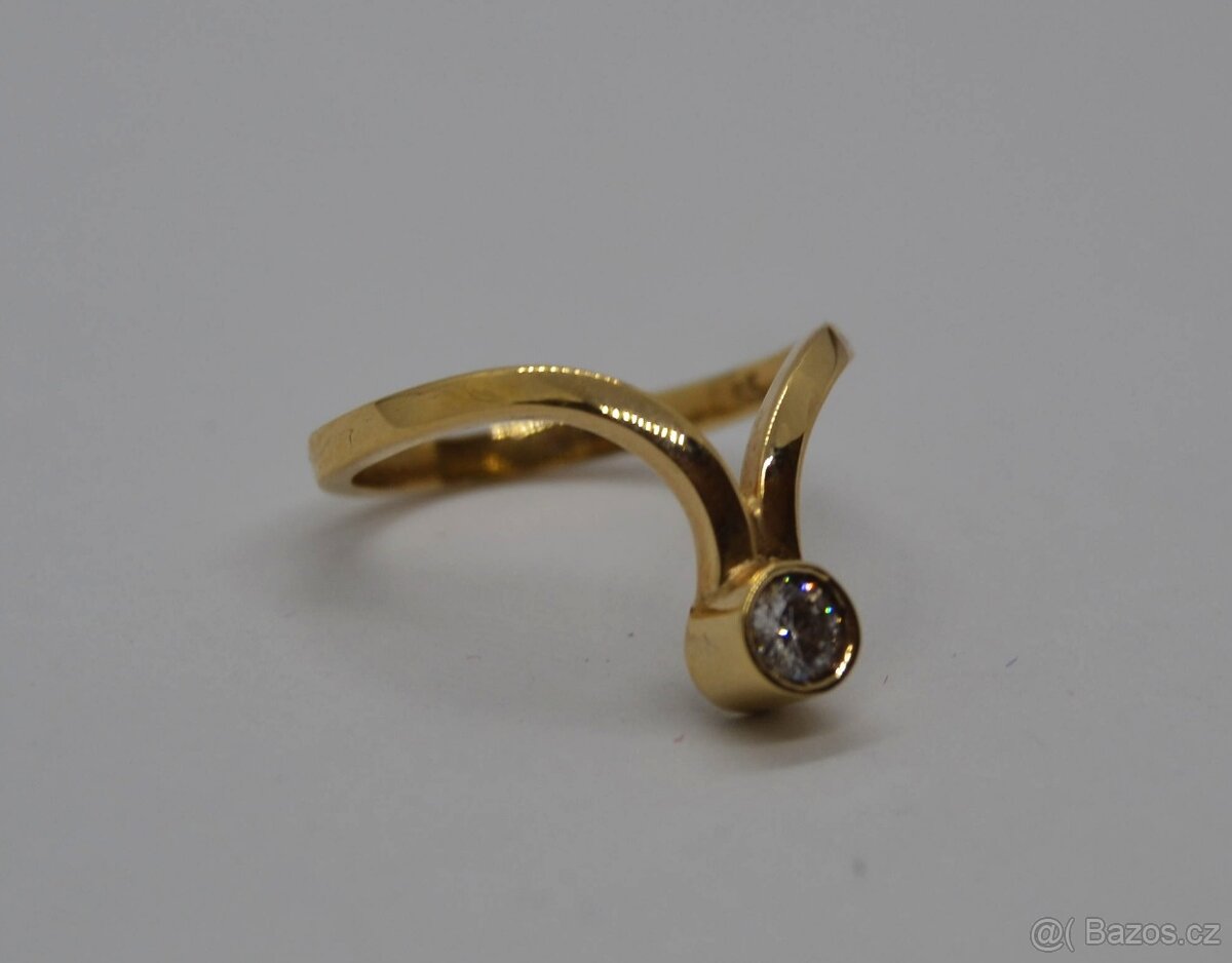 Zlatý prsten s briliantem 0.25 ct - 3