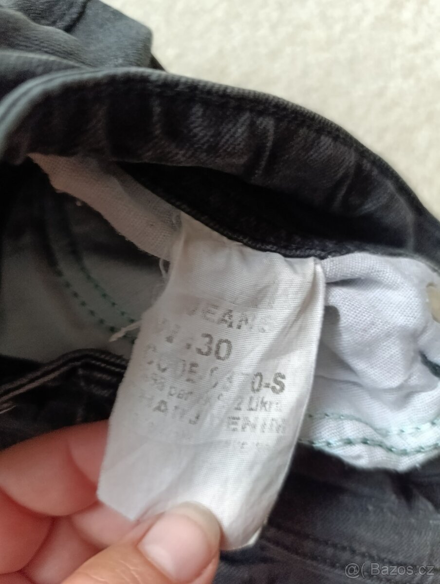 Černé/šedé trhané slim džíny Fsbn vel. ca 158/164 - 3