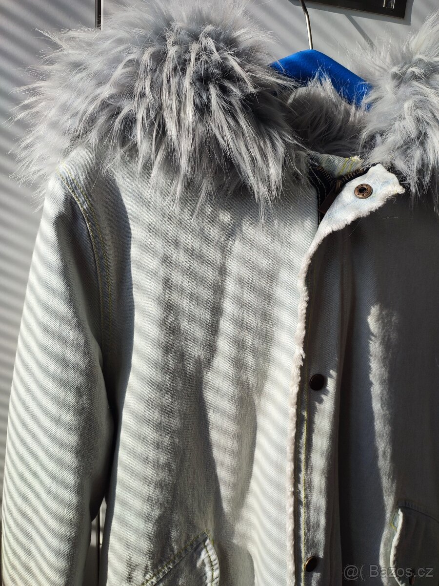 Riflová bunda s kožichem - 3