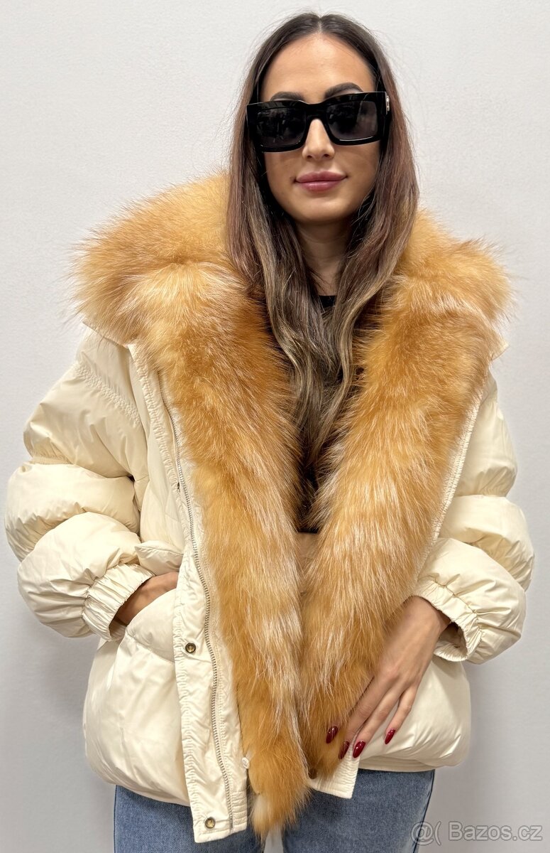 Dámská péřová bunda s pravou liščí kožešinou - 3